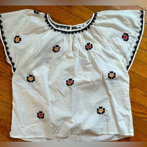 Madewell Embroidered Flutter-Sleeve Top - Picture 1 of 9